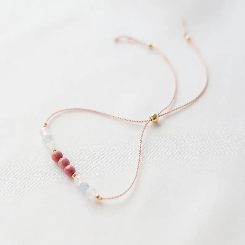 "Divine Love Collection: Rose Quartz, Aquamarine, Moonstone & Rhodonite Gemstones"